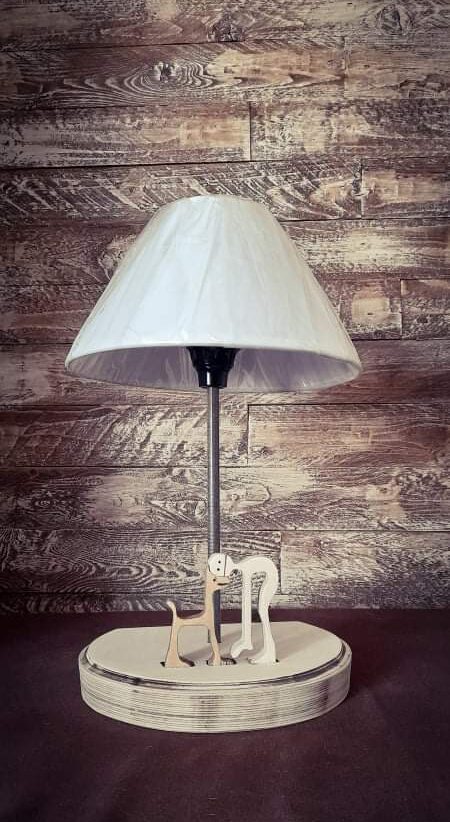 Χειροποίητη Επιτραπέζια Λάμπα με Φιγούρα & Γατάκι