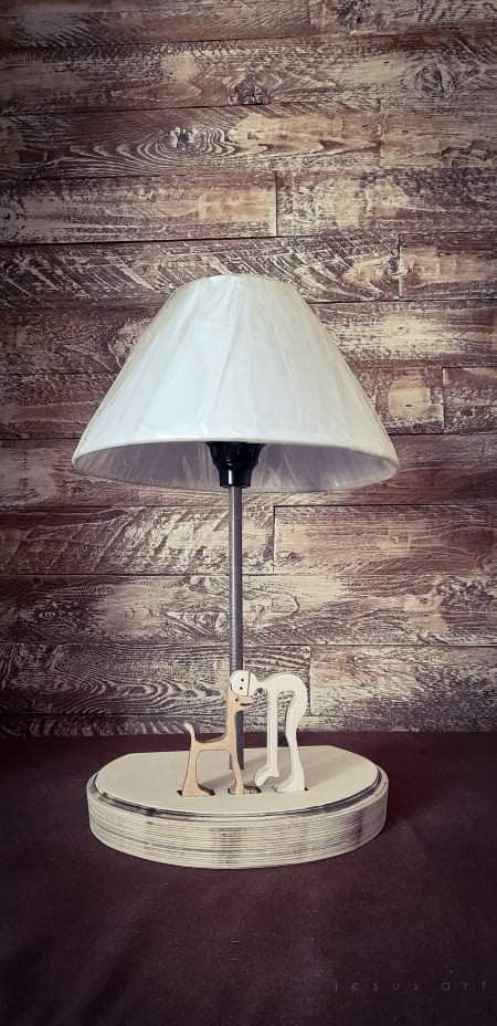 Χειροποίητη Επιτραπέζια Λάμπα με Φιγούρα & Γατάκι