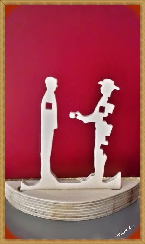 Ξύλινη Φιγούρα Σερβιτόρου & Πελάτη