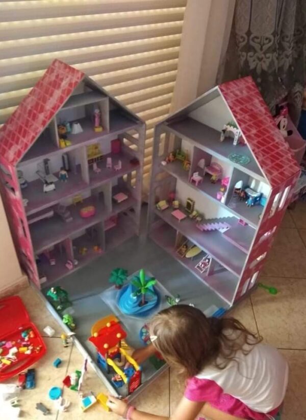 Ξύλινο Κουκλόσπιτο Διπλό με Πολλούς Ορόφους