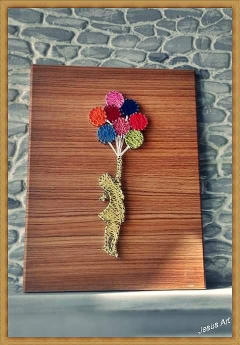 String Art Κοριτσάκι με Μπαλόνια
