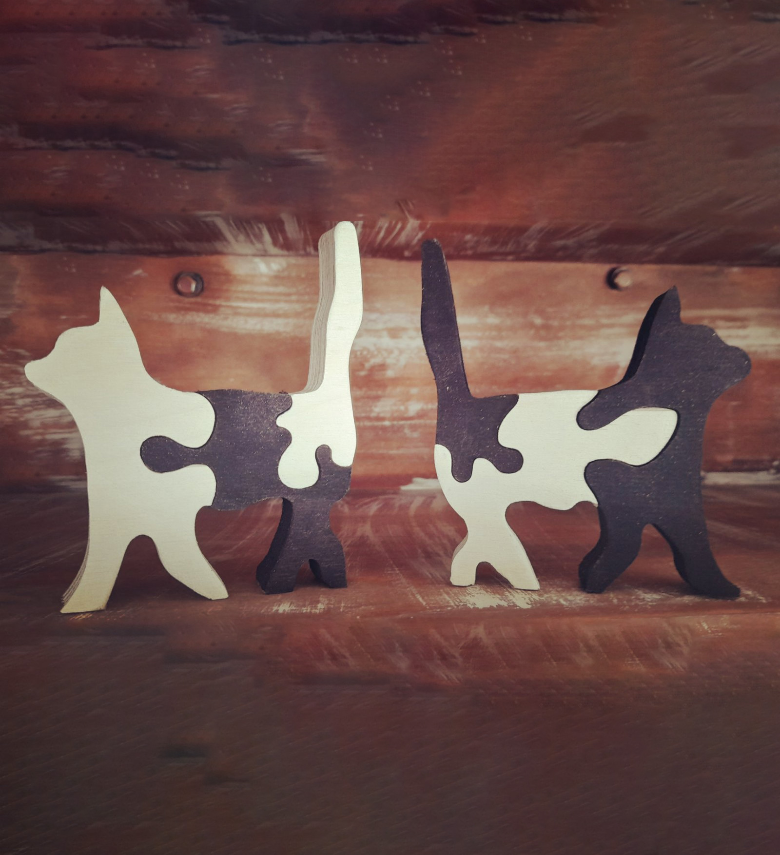 Σετ Ξύλινα Γατάκια – Παζλ Διχρωμίας